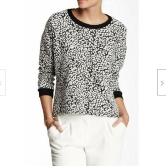 Bardot Sweaters - Bardot Leopard Crop Pullover Sweater Top